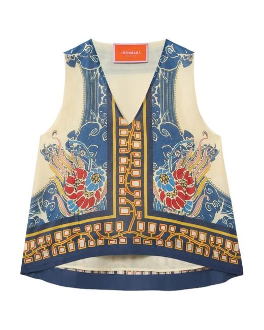 LaDoubleJ Blue Scala V-Neck Top