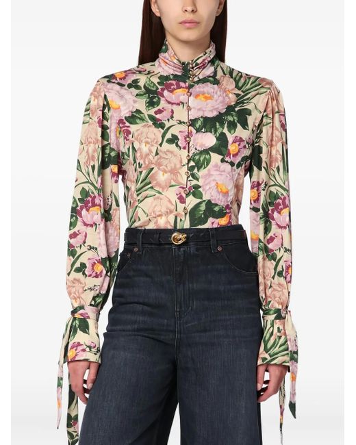 Chloé White Floral-Print Blouse