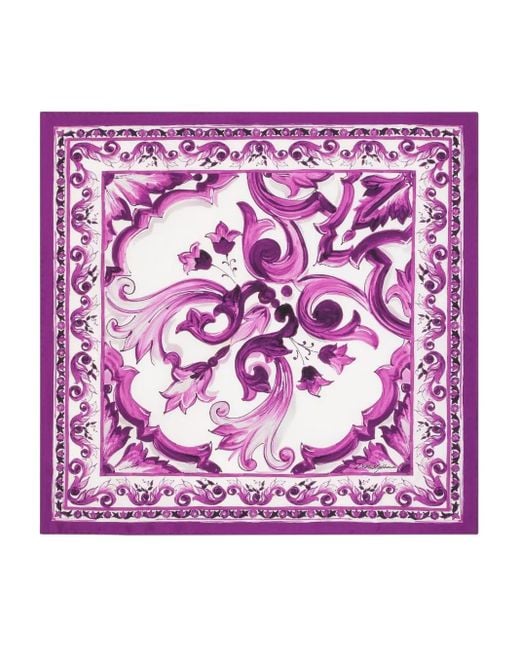 Dolce & Gabbana Purple 'Maiolica' Print Scarf