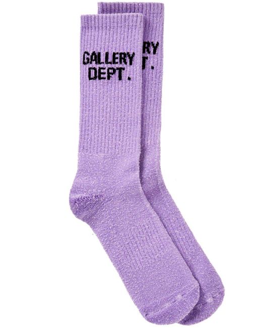 GALLERY DEPT. Purple Clean Intarsia-knit Logo Socks for men
