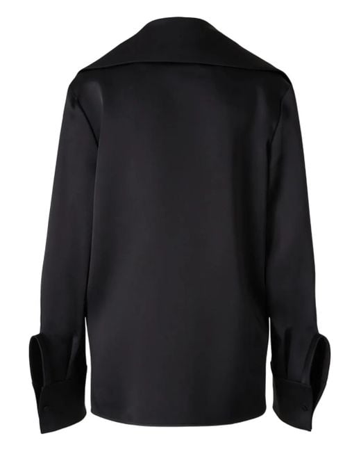 Jil Sander Black Wide-Collar Satin Blouse