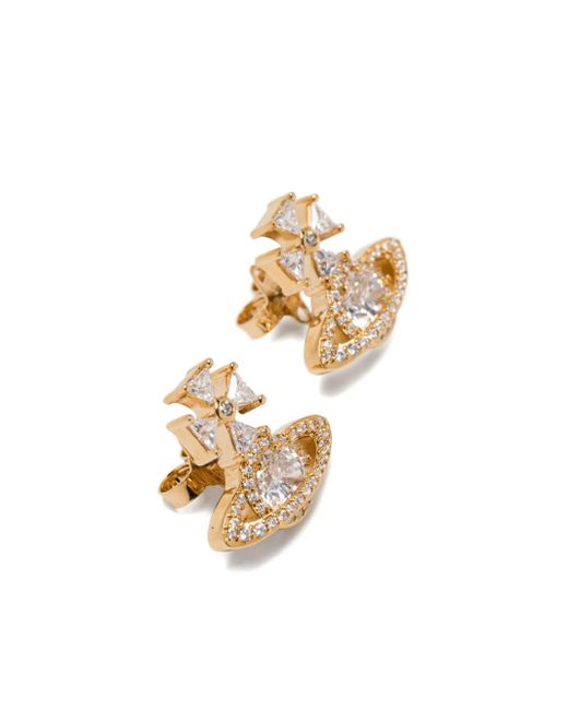 Vivienne Westwood Metallic Orb Cross Cubic Zirconia Earrings