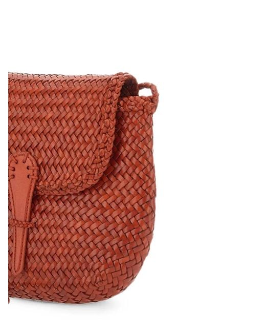 Dragon Diffusion Red Mini City Woven-Leather Crossbody Bag