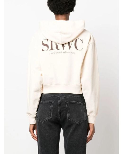 Sporty & Rich White Logo-Print Cotton Hoodie