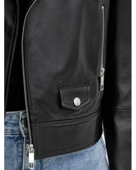 Boss ジップアップ レザージャケット Black