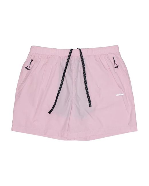 Soulland Pink Logo-Print Shorts