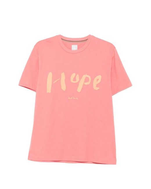 Paul Smith Pink Hope-Print T-Shirt for men