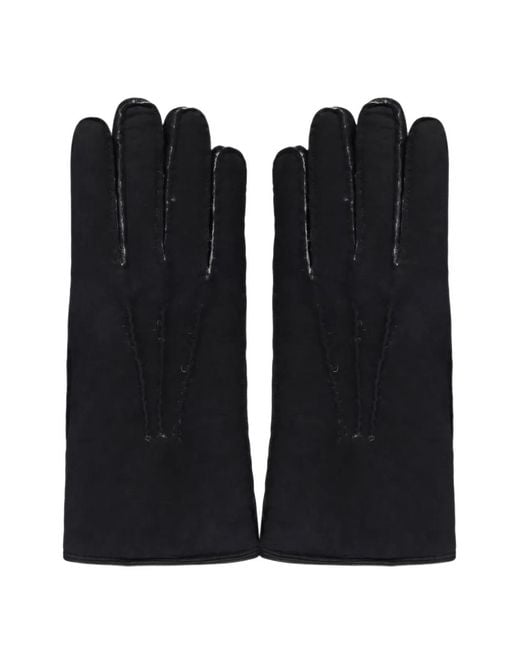 Moorer Black Shearling-Lined Suede Gloves for men
