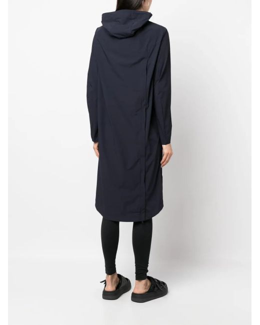 JOHANNA Paris Blue Classic-Collar Hooded Trench Coat