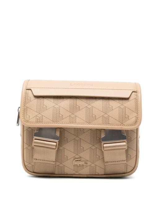 Lacoste Natural Viennois Monogram-Print Buckle-Fastening Messenger Bag for men