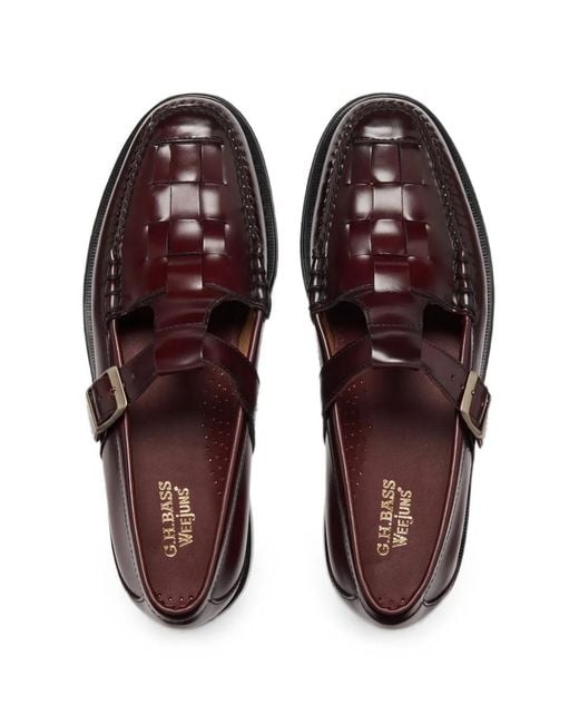 G.H.BASS White Weejuns Fisherman Woven Leather Loafers for men