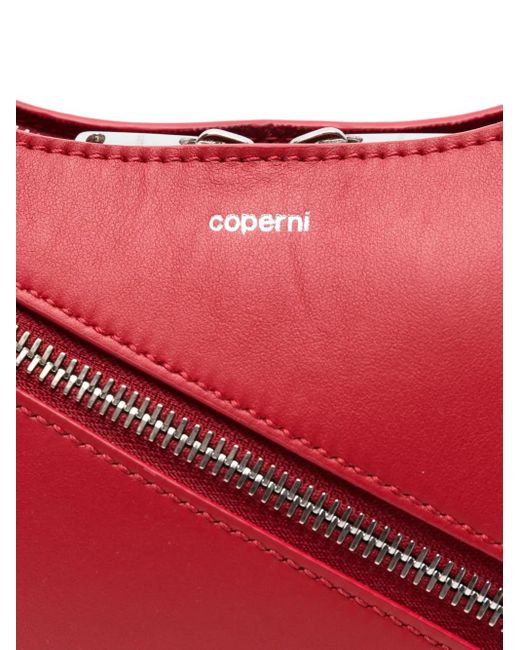 Coperni Red Diagonal-Zip Leather Shoulder Bag