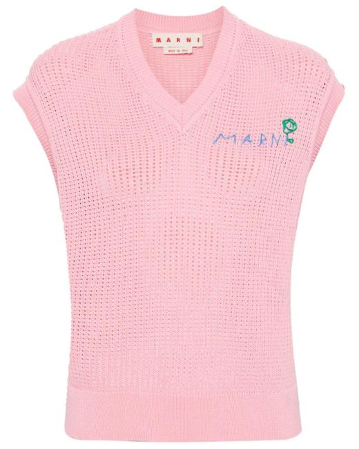 Marni Pink V-neck Cotton Vest