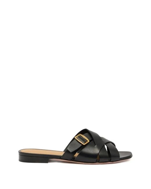 Bally Black Woven Buckle Leather Sandals