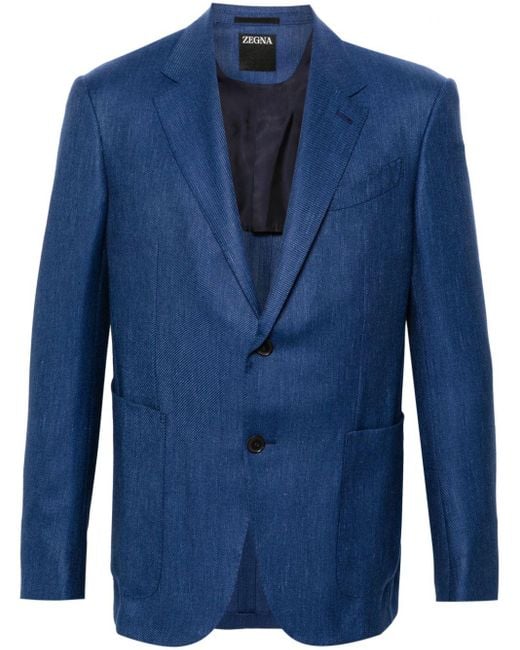 Zegna Blue Single-breasted Cashmere-blend Blazer for men