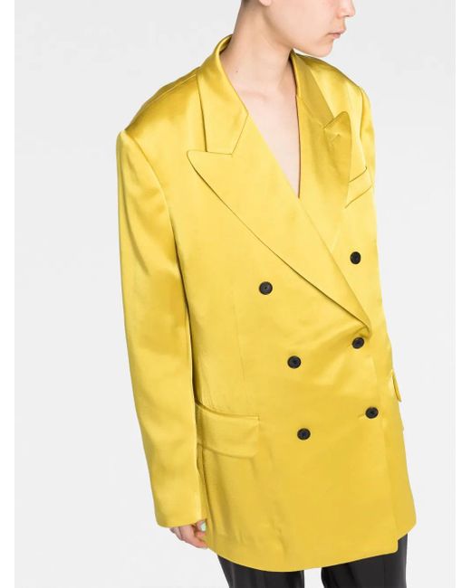 Tom Ford Yellow Double-Breasted Satin Blazer