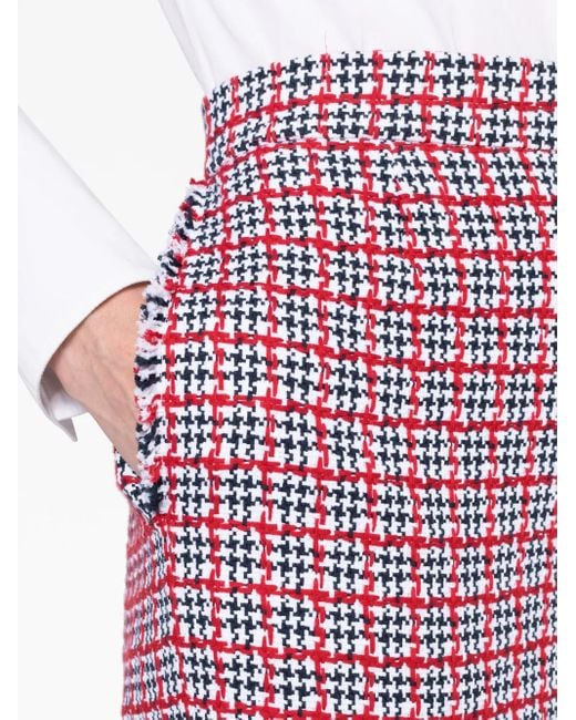 Thom Browne Purple Check-Pattern Tweed Midi Skirt