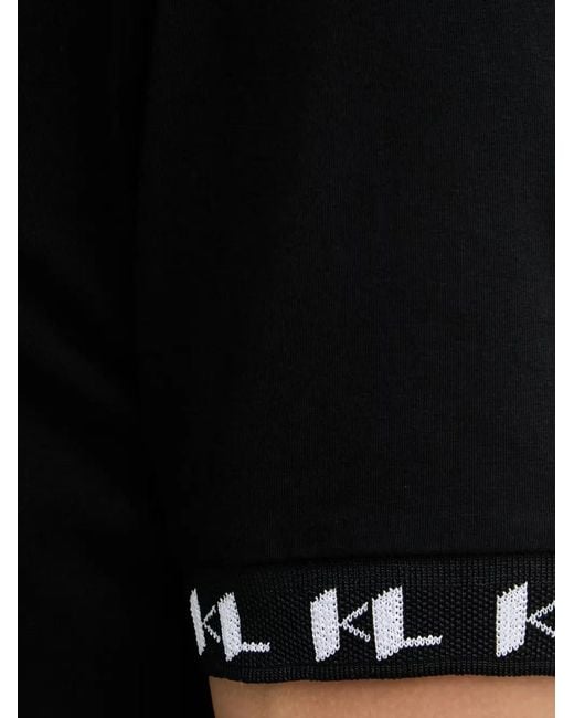 Karl Lagerfeld Black Logo-Tape Polo Shirt for men