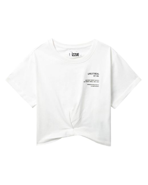 Izzue White Pleat-detail Cotton T-shirt