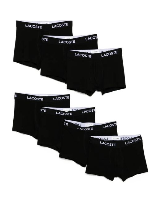 Lacoste Black Logo-Waistband Boxer Briefs (Set Of Seven) for men