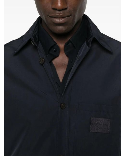 Emporio Armani Blue Logo-Patch Shirt Jacket for men