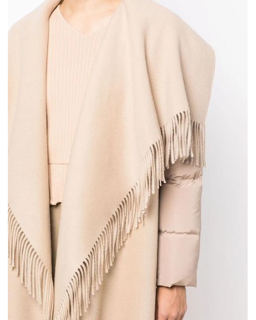 Goen.J Natural Quilted Down Fringed Coat