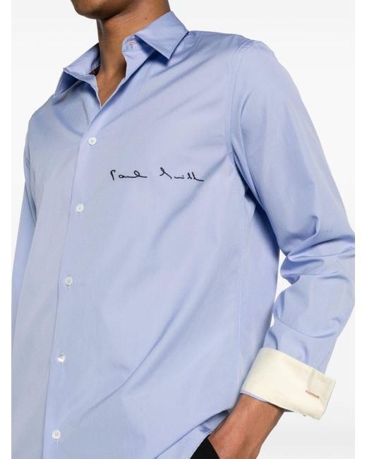 Camisa con logo bordado Paul Smith de hombre de color Blue
