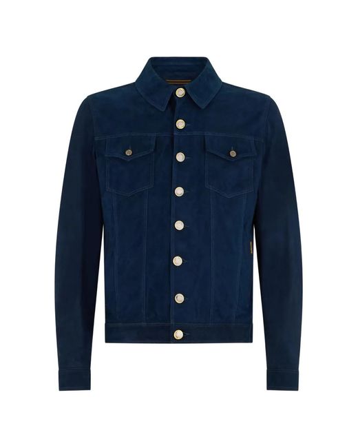 Moorer Blue Suede Jacket for men