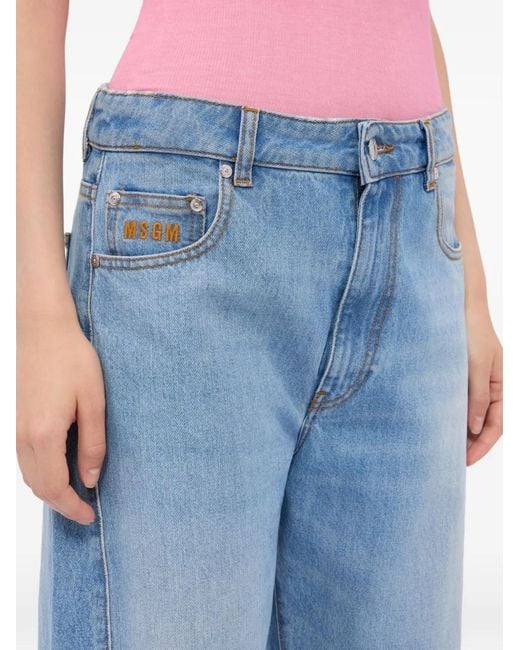 MSGM Blue Jean À Bords Francs