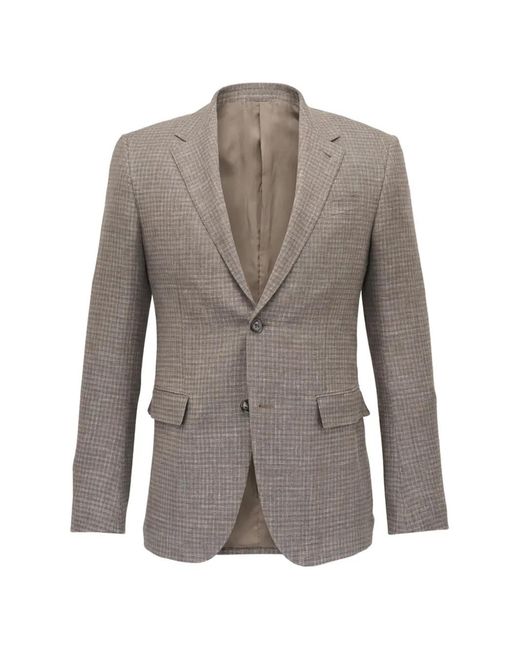 Zegna Gray Checked Notched Jacket for men