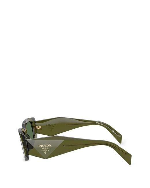 Prada Green Geometric-Frame Sunglasses