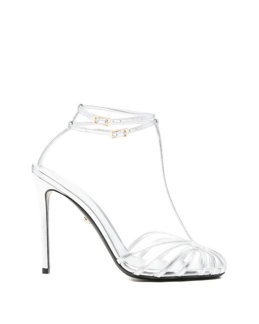 ALEVI White Buckle-Strap Sandals