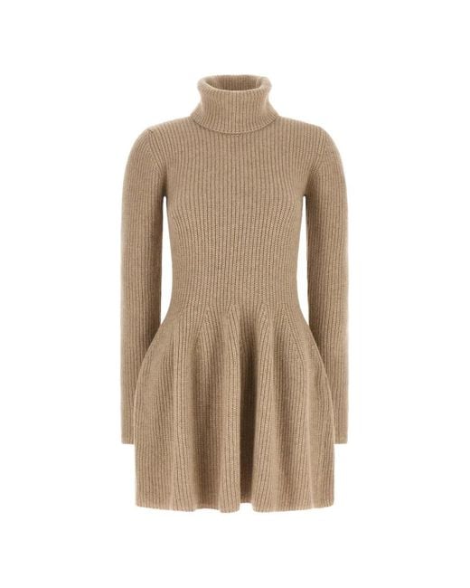 Magda Butrym Natural Ribbed-Knit Cashmere Mini Dress