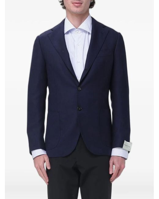 Luigi Borrelli Napoli Blue Single-Breasted Wool Blazer for men