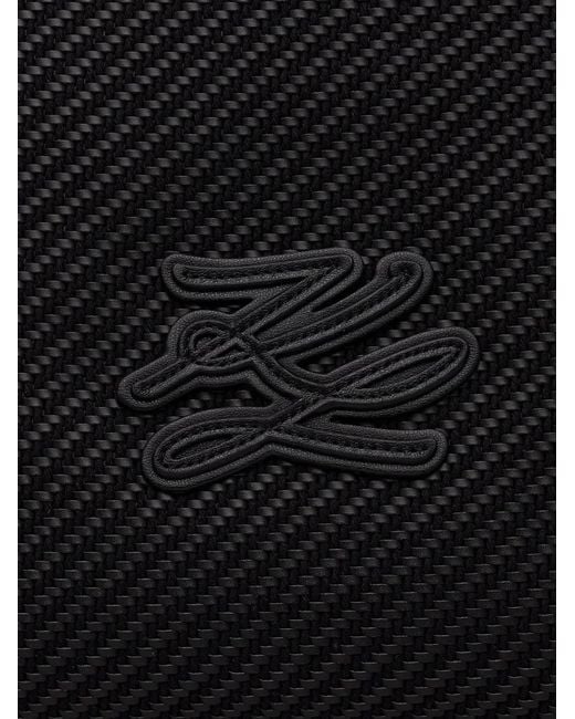 Karl Lagerfeld Black Woven Logo-Patch Tote Bag