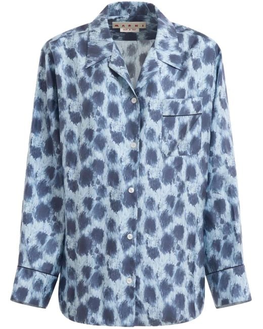 Marni Blue Stylish Printed Silk Shirt