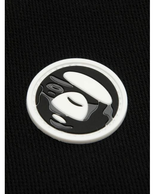 Aape By A Bathing Ape Black Moonface Logo-Plaque Polo Shirt for men
