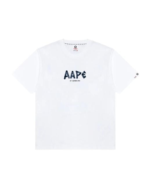 Aape By A Bathing Ape Aape Universe T-Shirt Met Grafische Print in het White voor heren
