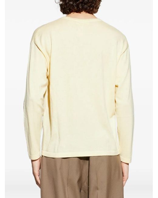 Lisa Yang Natural Long-Sleeve Crew-Neck Sweater for men
