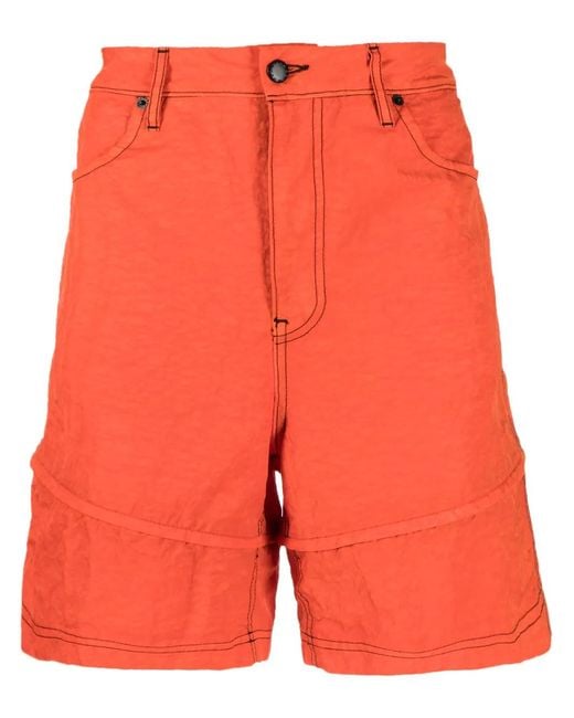 Eckhaus Latta Orange Contrast Stitching Bermuda Shorts