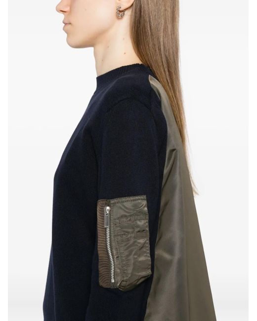 Sacai Black Nylon-Patch Jumper