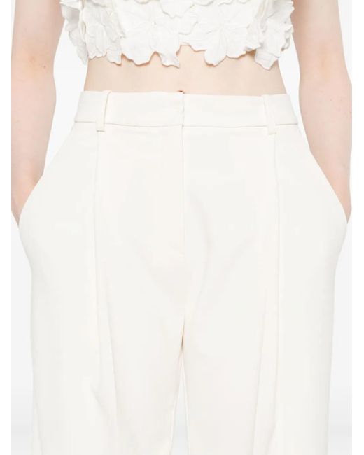 Elisabetta Franchi White Belt-Loops Pleated Trousers