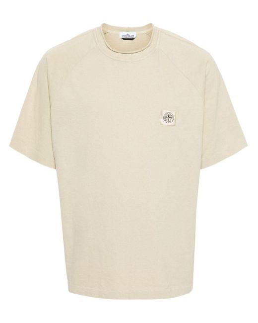 Stone Island T-Shirt mit Kompass-Patch in Natural für Herren