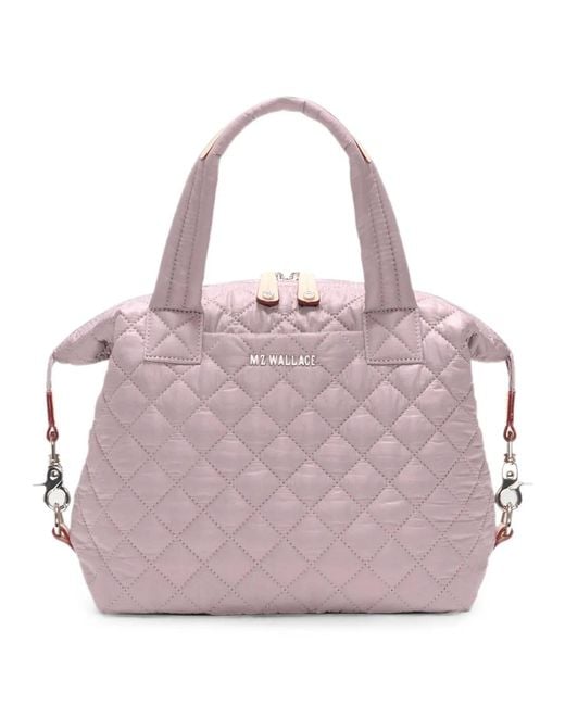 MZ Wallace Pink Small Sutton Deluxe Quilted Tote Bag