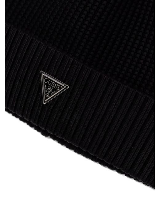 Set Sciarpa E Berretto Con Logo di Guess in Black da Uomo