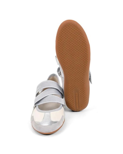 Karl Lagerfeld White Cross-Strap Ballet Flats