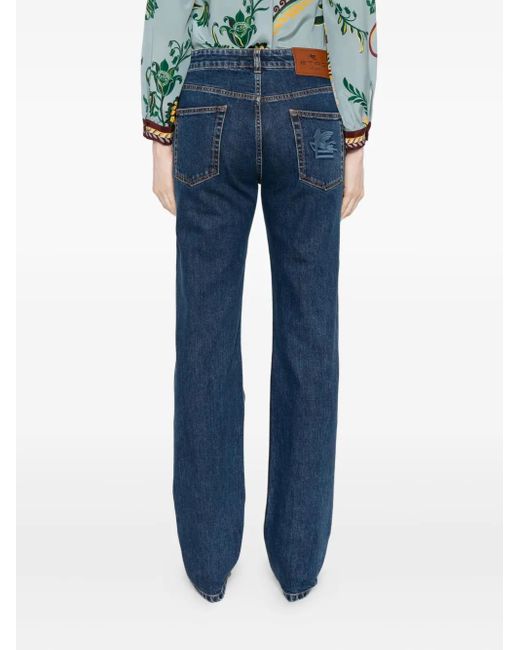 Etro Blue Gerade Jeans mit hohem Bund