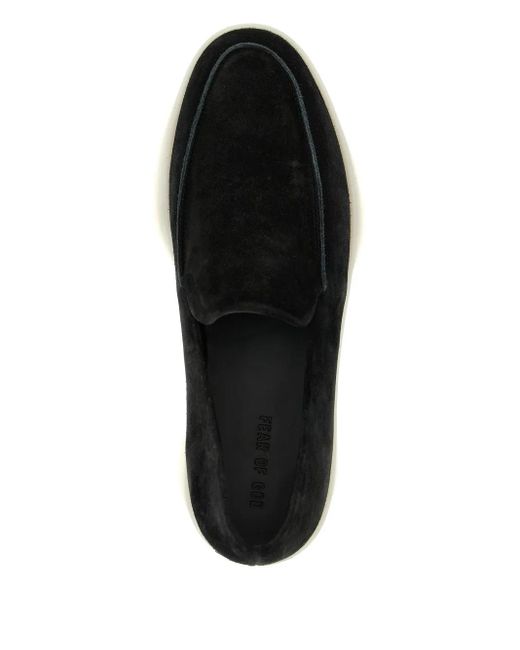 Fear Of God Black Suede Logo-Patch Loafers for men