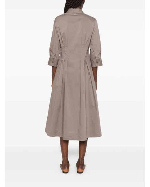 Panicale Gray Pleated Mini Shirt Dress