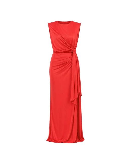 Elisabetta Franchi Red Knot-Detail Sleeveless Gown